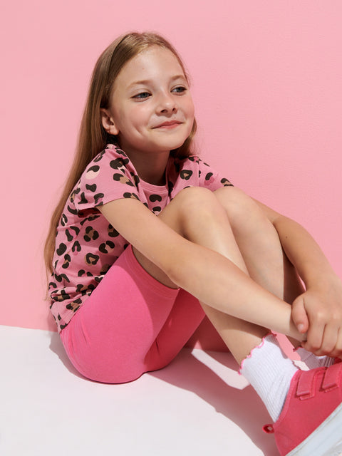 Sinsay Girl's Pink Animal Print Short Sleeve T-Shirt | Sinsay In Lebanon