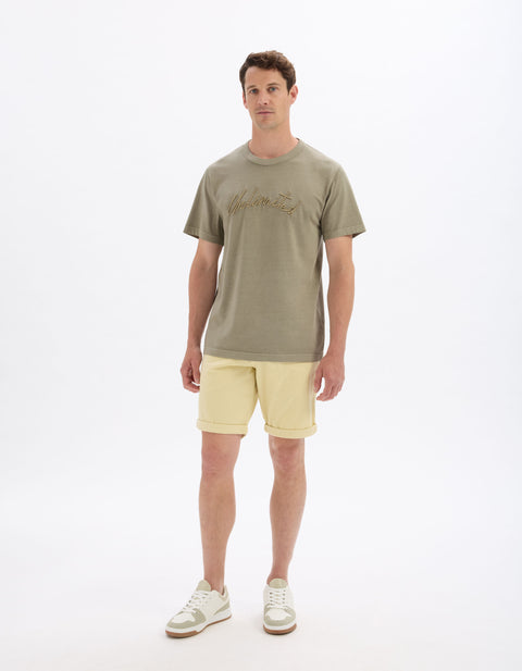 Celio Men's Light Yellow Stretch Chino Short | Celio In Lebanon