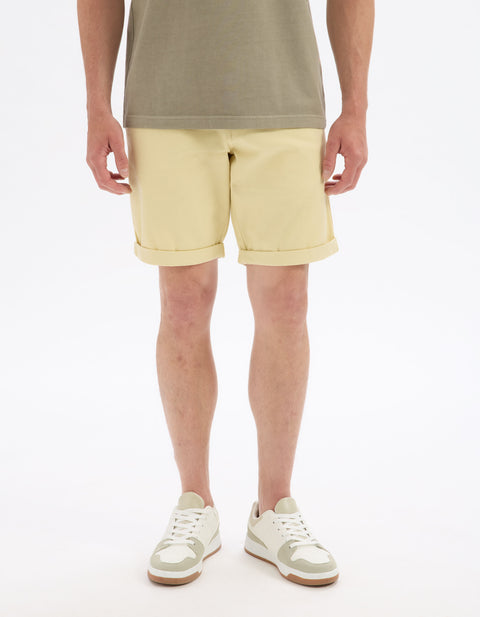 Celio Men's Light Yellow Stretch Chino Short | Celio In Lebanon