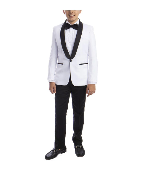 Perry Ellis Boy's White 5-Piece Slim Fit Shawl Tuxedo Set | Perry Ellis In Lebanon