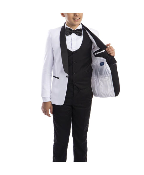 Perry Ellis Boy's White 5-Piece Slim Fit Shawl Tuxedo Set | Perry Ellis In Lebanon