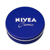 Nivea Creme jar with blue lid on a white background