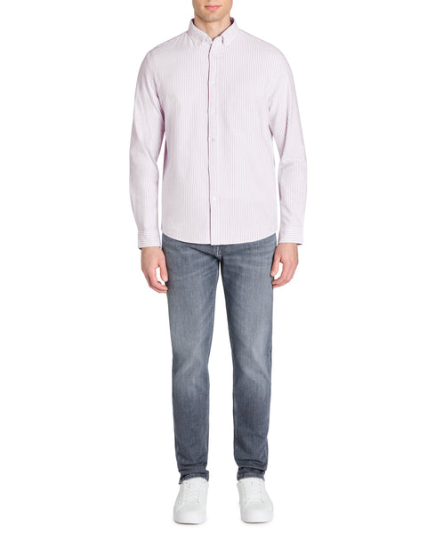 Celio Men's Purple Striped Regular Fit Cotton Shirt | Celio In Lebanon