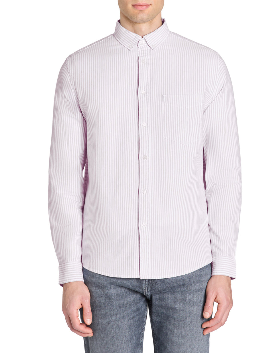 Celio Men's Purple Striped Regular Fit Cotton Shirt | Celio In Lebanon