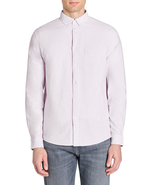 Celio Men's Purple Striped Regular Fit Cotton Shirt | Celio In Lebanon
