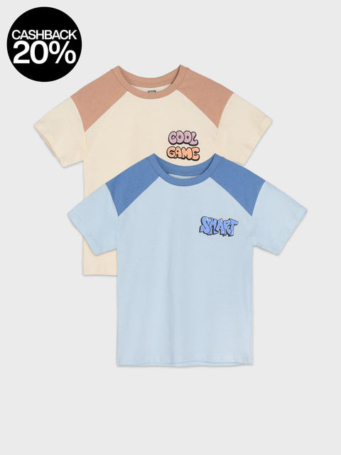 Sinsay Boy's Beige & Blue T-Shirts 2 Pack | Sinsay In Lebanon