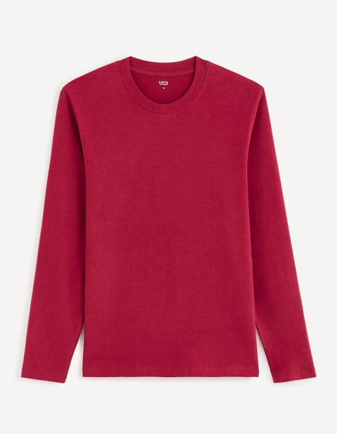 Celio Men’s Burgundy Long Sleeve Crew Neck Blouse|Celio In Lebanon