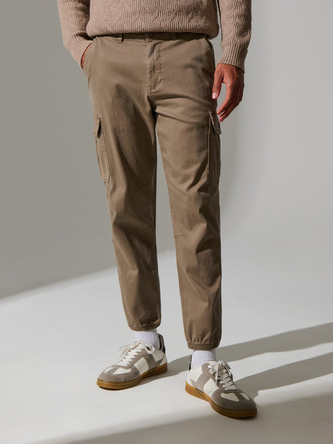 Sinsay Men's Beige Cotton-Blend Cargo Trousers | Sinsay In Lebanon
