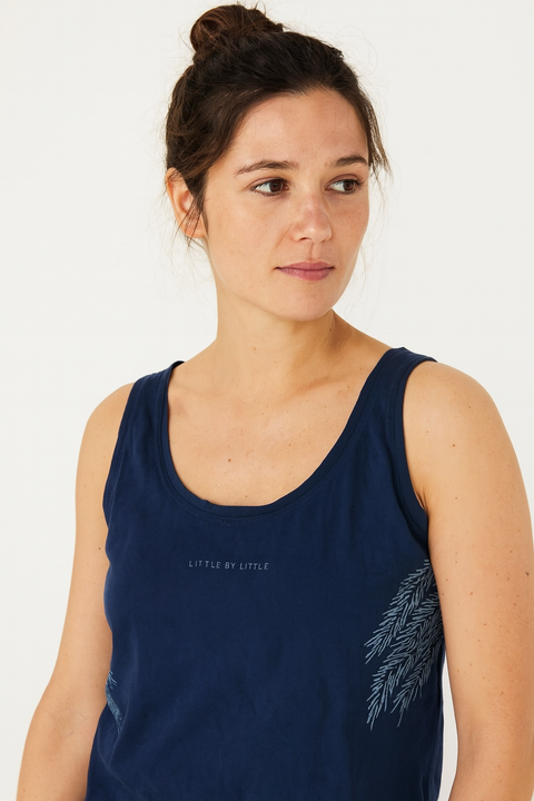 Mango Women's Navy Blue Printed Sleeveless Blouse |Mango In Lebanon