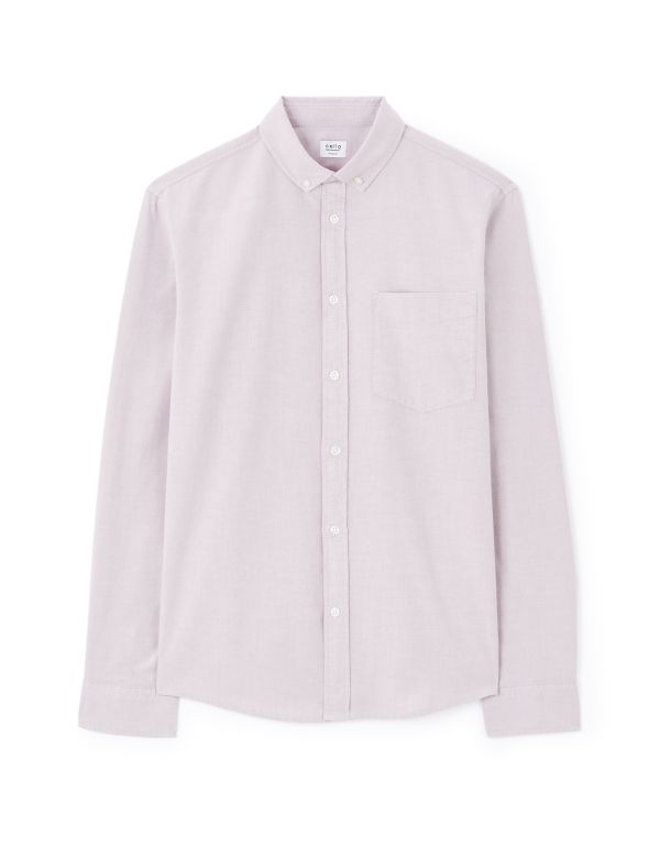 Celio Men's Parme Purple Oxford Long Sleeve Shirt | Celio in Lebanon