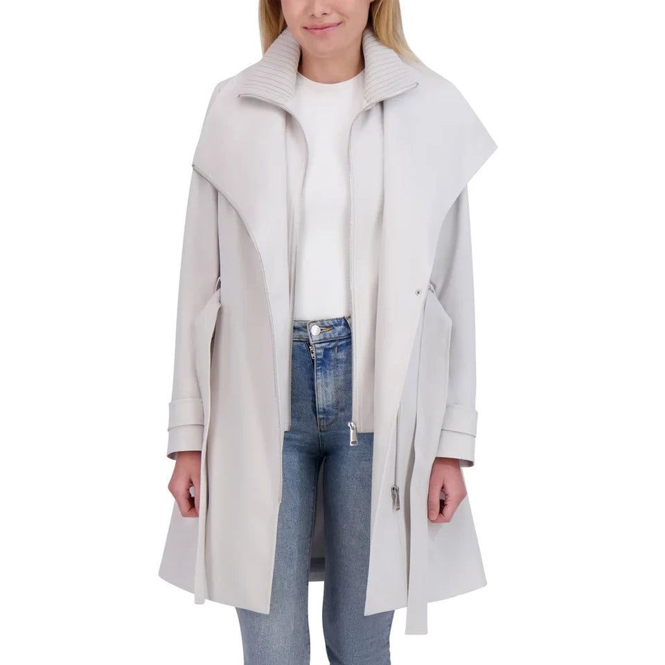 Halston Women's Gray Belted Trench Coat