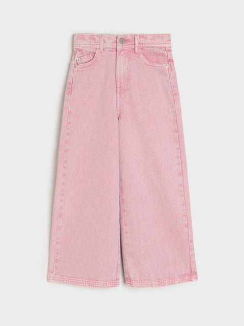 Sinsay Baby Girl's Pink Wide Leg Jeans With Washed Effect | Sinsay In Lebanon