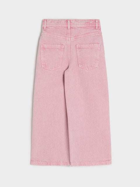 Sinsay Baby Girl's Pink Wide Leg Jeans With Washed Effect | Sinsay In Lebanon