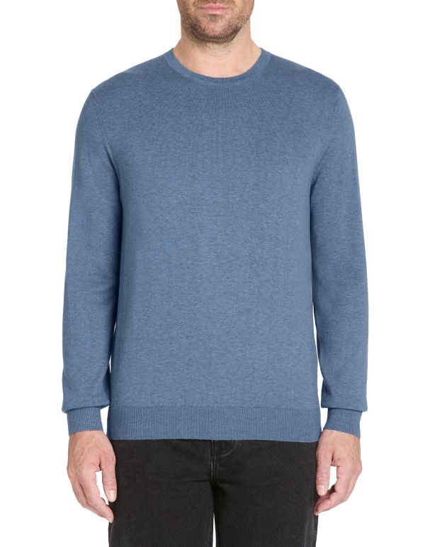 Celio Men's Blue Wave Knitted Crewneck Sweater|Celio In Lebanon