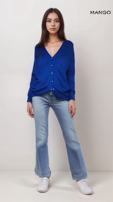 Mango Women's Navy Blue Long-Sleeve Sweatshirt| Mango in Lebanon