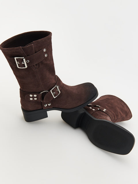 Reserved Women's Brown Suede Ankle Boots | Reserved In Lebanon