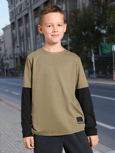 Sinsay Boy's Olive Green Long sleeve Blouse  | Sinsay in Lebanon