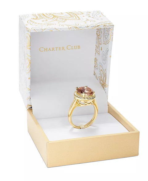 Charter Club Women's Gold-Plate Crystal Oval Halo Ring |Charter Club In Lebanon