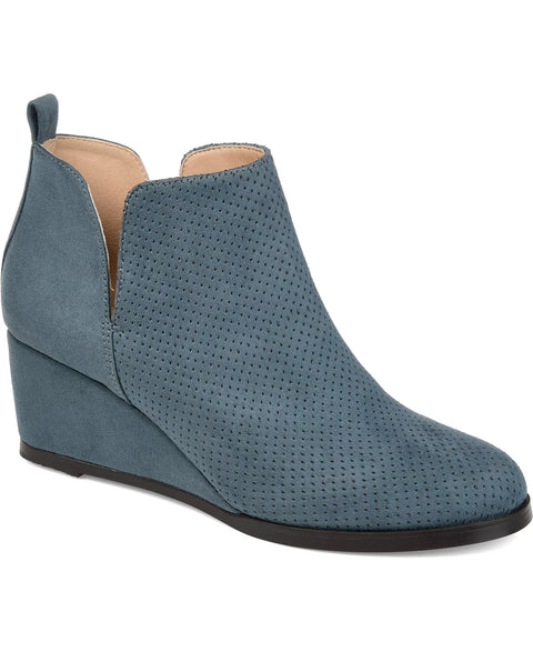 Journee Collection Women's Blue Mylee Pull On Wedge Booties | Journee Collection In Lebanon
