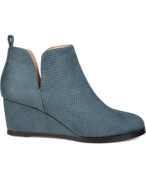Journee Collection Women's Blue Mylee Pull On Wedge Booties | Journee Collection In Lebanon