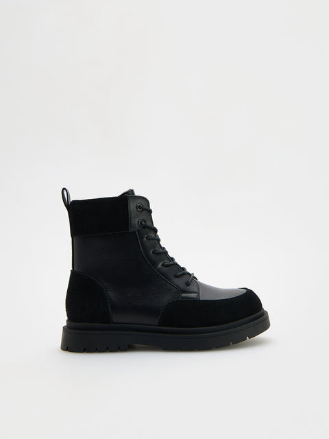 Reserved Boy's Black Ankle Boots With Leather Inserts | Reserved In Lebanon