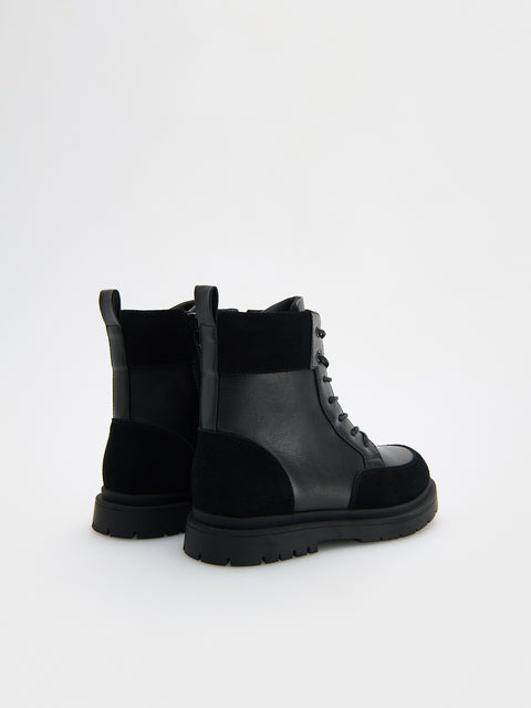 Reserved Boy's Black Ankle Boots With Leather Inserts | Reserved In Lebanon