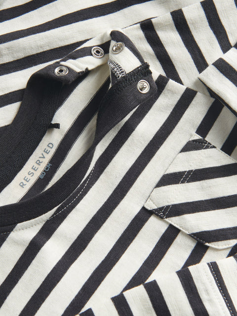 Reserved Baby Boy's Black & White Stripped Long-Sleeve Cotton Bodysuit | Reserved In Lebanon