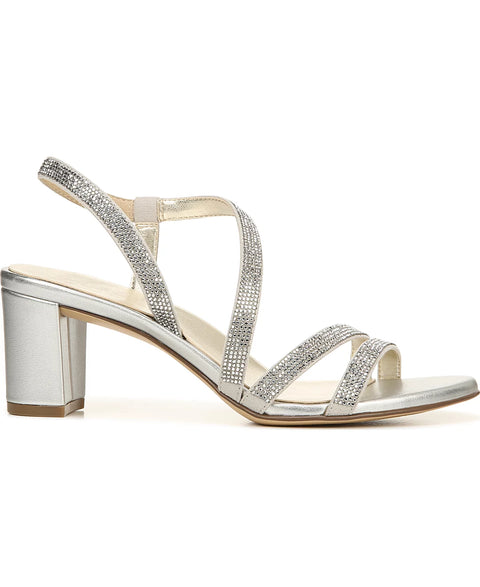 Naturalizer Women's Silver Fabric Vanessa Strappy Rhinestone Dress Sandals | Naturalizer In Lebanon