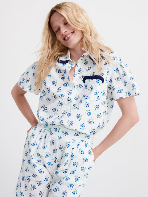 Reserved Women's White Floral Shirt With Contrasting Ruffle Details | Reserved In Lebanon