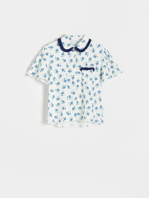 Reserved Women's White Floral Shirt With Contrasting Ruffle Details | Reserved In Lebanon