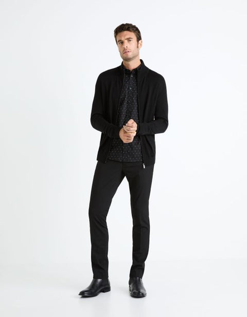 Celio Men's Black Wool Blend Zip-Up Cardigan | Celio In Lebanon