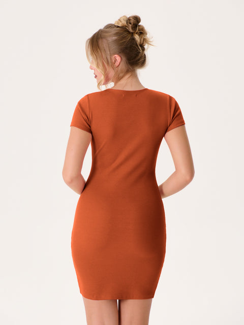 Sinsay Women's Brick Ribbed Fitted Mini Dress|Sinsay In Lebanon