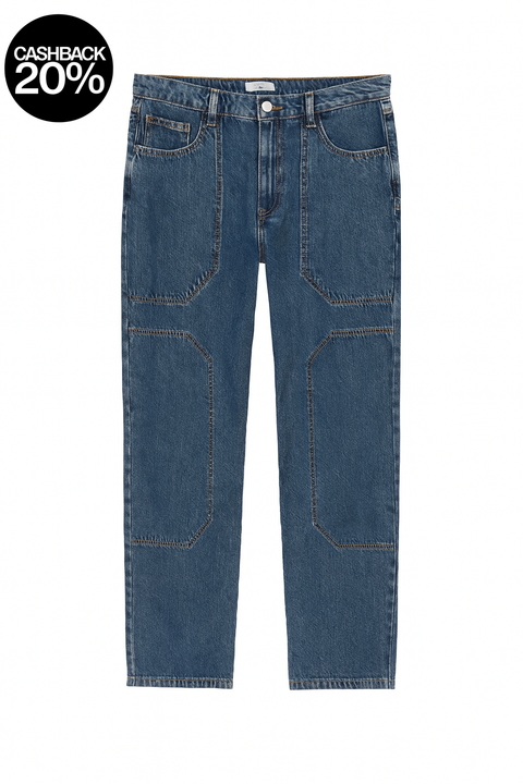 Forever 21 Women's Dark Blue Cargo Relaxed Fit Straight Leg Jeans | Forever 21 In Lebanon