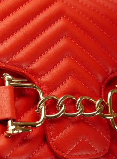 Trussardi Women's Orange Leather Shoulder Chain Bag | Trussardi in Lebanon
