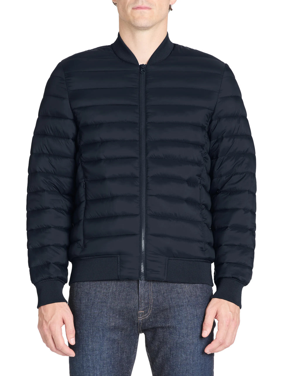 Celio Men's Navy Puffer Ribbed Jacket|Celio In Lebanon