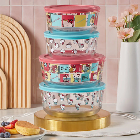 Pyrex Hello Kitty 8 Piece Glass Food Storage Set |Pyrex In Lebanon