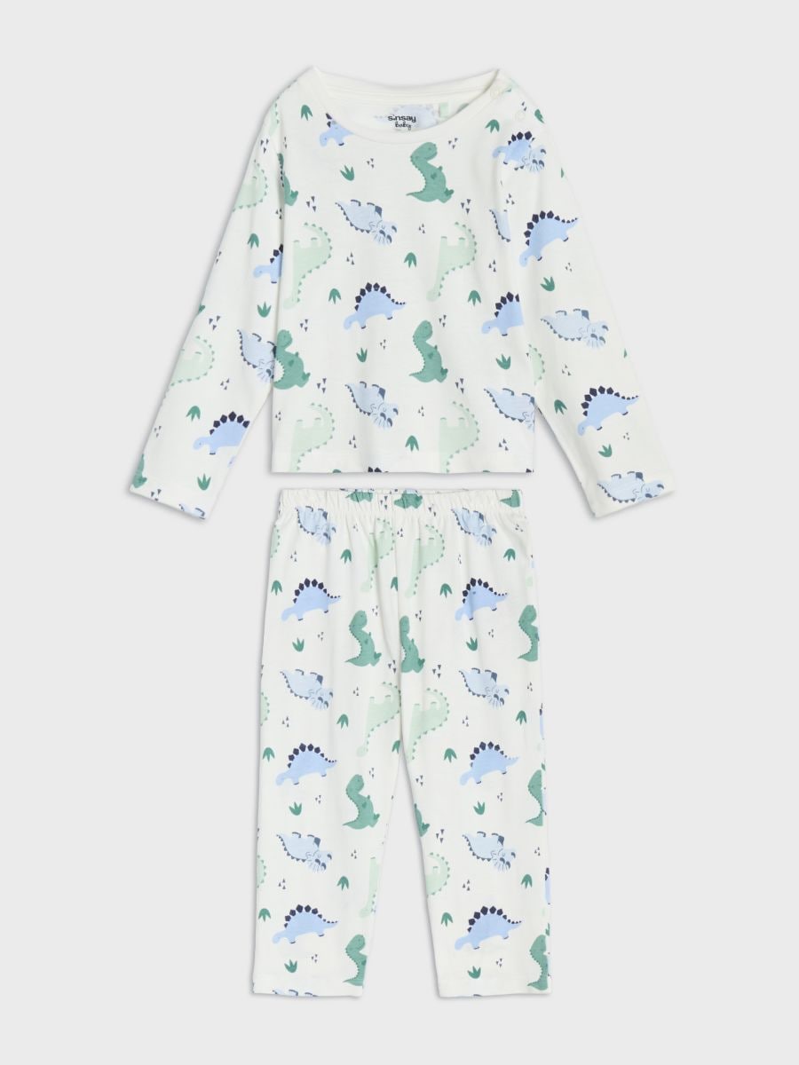 Sinsay Baby Boy's Light Green Dinosaur Printed Pajama Set 2pcs