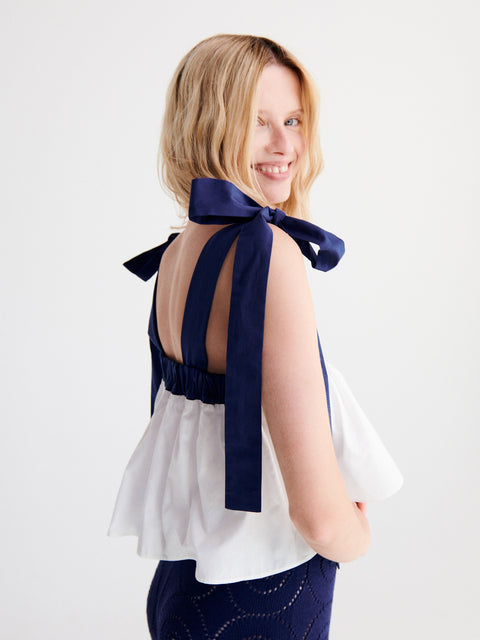 Reserved Women's White Cotton Top With Ties | Reserved In Lebanon