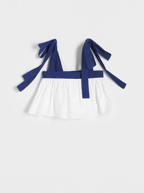 Reserved Women's White Cotton Top With Ties | Reserved In Lebanon