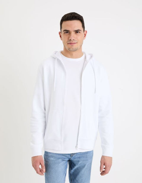 Celio Men's White Cotton Zip Up Hoodie|Celio In Lebanon