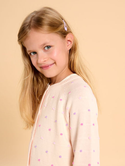 Sinsay Girl's Light Beige Polka Dot Buttoned Sweater | Sinsay In Lebanon