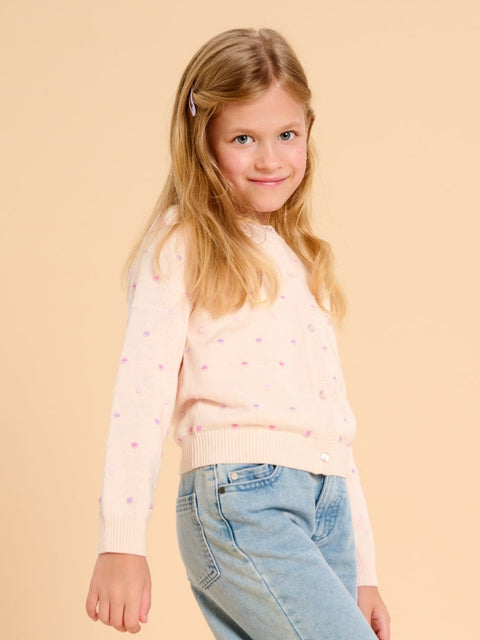 Sinsay Girl's Light Beige Polka Dot Buttoned Sweater | Sinsay In Lebanon