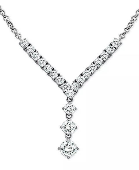 SD Women's Sterling Silver Cubic Zirconia Y Necklace |SD in Lebanon