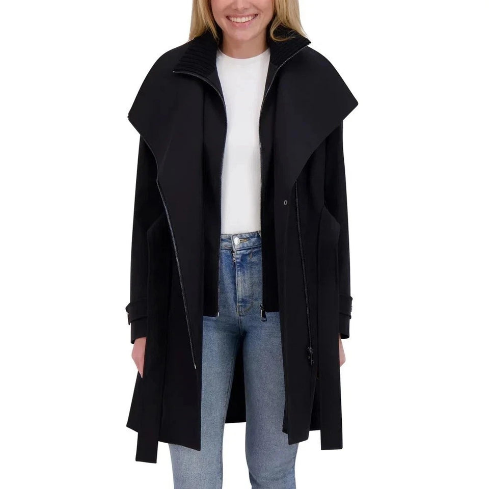 Halston Women's Black Belted Trench Coat