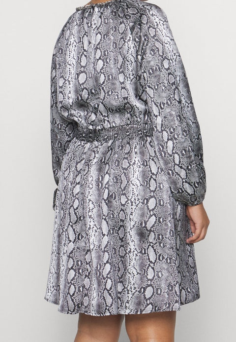 Michael Kors Women's Black & Gray Animal Printed Chain-Neck Dress |Michael Kors In Lebanon