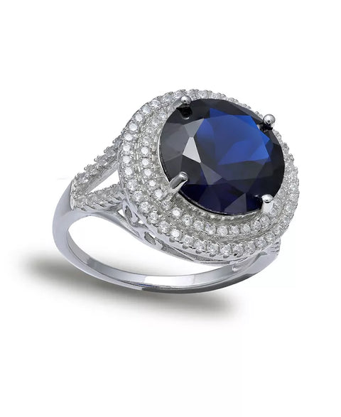 Giani Bernini Women's Silver-Blue Cubic Zirconia Double Pave Row Ring |Giani Bernini in Lebanon