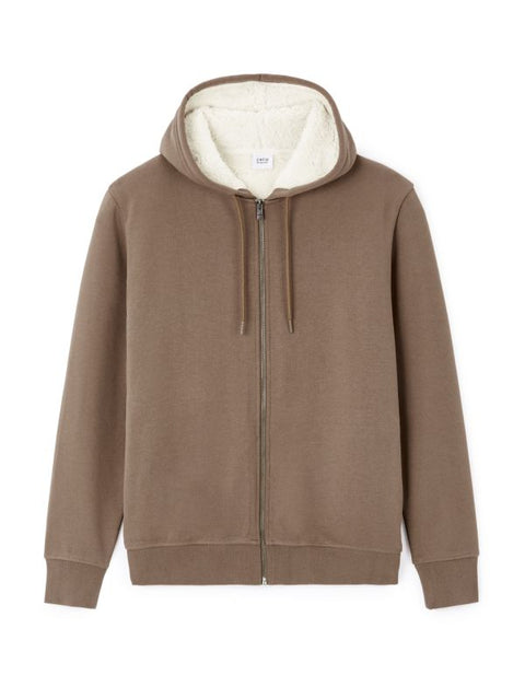 Celio Men's Taupe Cotton Blend Zip-Up Hoodie|Celio In Lebanon