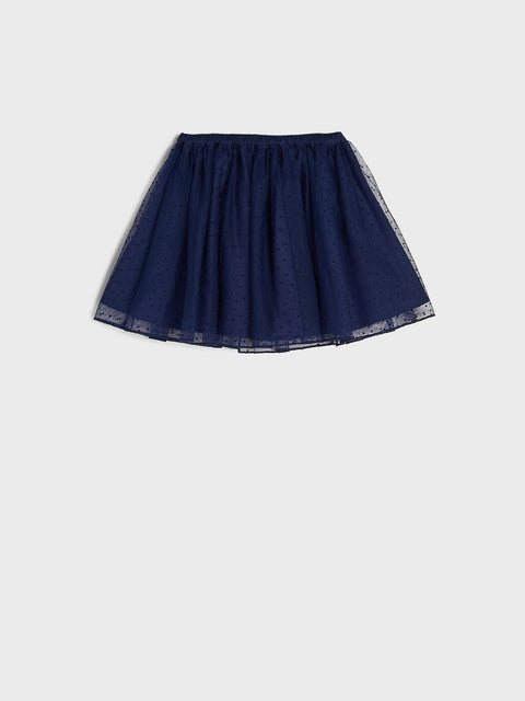 Navy blue skirt on a light gray background