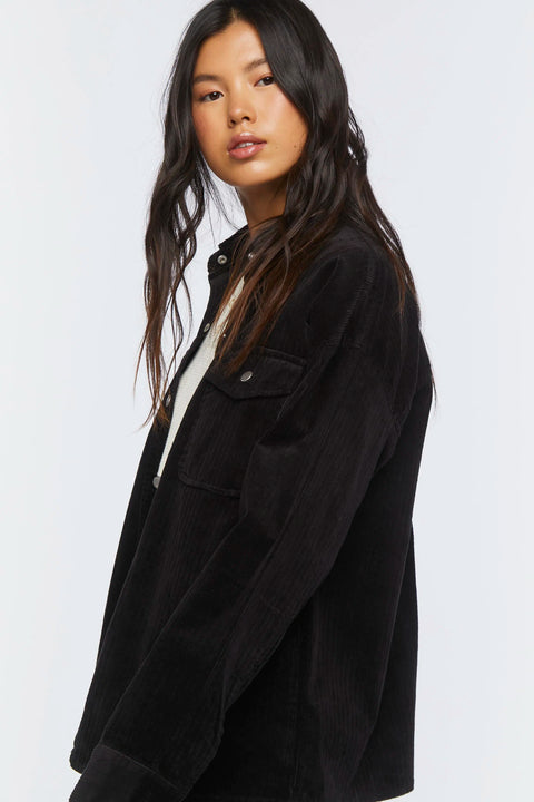 Forever 21 Women's Black Velvet 2 Chest Pocket Jacket | Forever 21 In Lebanon