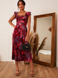 Chi Chi London Women's Burgundy Dress TX9MQ FE637
